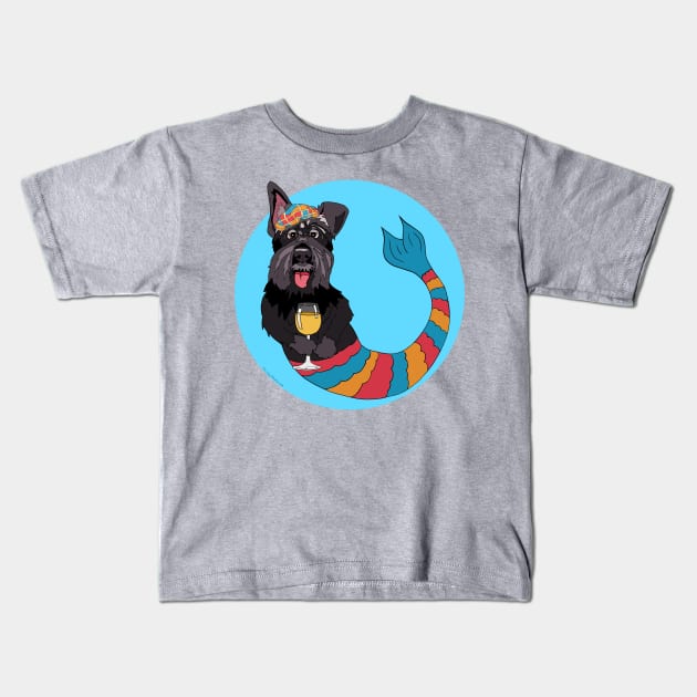 Lucy the Scottie Mermutt Kids T-Shirt by abrushwithhumor